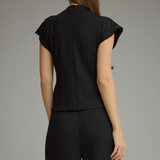 Sloane Black Twist Front Buckle Knit Top