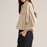 Harper Beige Oversized Button Front Utility Top