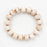 Pearl Mist Cream Oval Beaded Stretch Bracelet