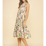 Watercolor Sleeveless Midi Dress