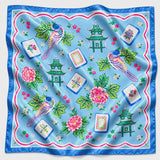 Palmetto Mahjong Faux Silk Square Scarf