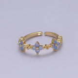 Dainty Blue Opal Flower Ring