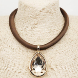 Sierra Brown Crystal Teardrop Pendant Necklace