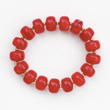 Ruby Red Acrylic Oval Beaded Stretch Bracelet