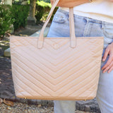 James Tote in Tan V Quilted