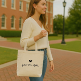 Sorority Name Heart Design On Mid-Size Canvas Tote