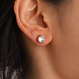 Golden Radiance CZ Flat Back Stud Earrings