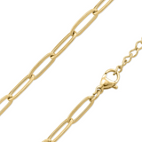 18K Gold Paperclip Chain Necklace 4mm