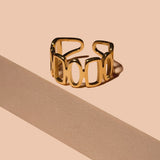 Gold Geometric Open Band Ring