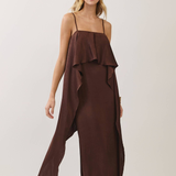 Celestine Satin Cascading Ruffle Maxi Dress