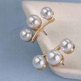 Gold Crescent Shaped Pearl Cartilage Earrings