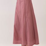 Maribel Chevron Stripe Bias-Cut Midi Skirt