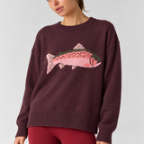 Reel Catch Trout Graphic Sweater - Chocolate