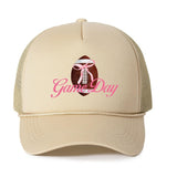 Beige Game Day with Football & Pink Bow in Trucker Hat
