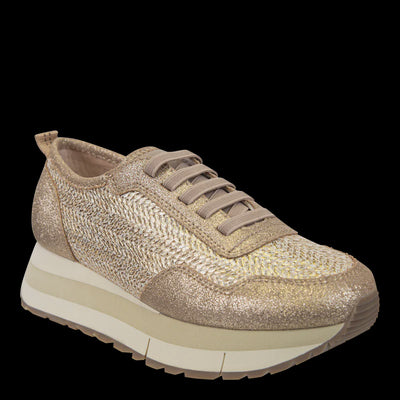 Kinetic Platform Sneakers - Gold Raffia
