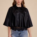 Black Nick Faux Leather Button Down