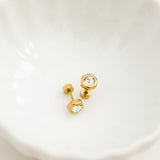 Screwback Stud Earrings - Addison Clear Gold