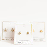 Screwback Stud Earrings - Addison Clear Gold
