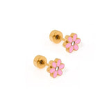 Screwback Stud Earrings - Alli Pink