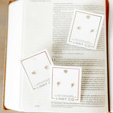 Screwback Stud Earrings - Clara Cross Gold Sparkle