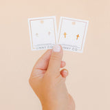Screwback Stud Earrings - Clara Cross Gold Sparkle