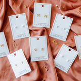 Screwback Stud Earrings - Clara Cross Gold Sparkle