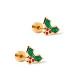 Screwback Stud Earrings - Holly Berry