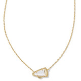 Cheer Gold Short Pendant Necklace in White Mother-of-Pearl