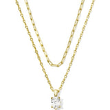 Cailin Multi Strand Necklace Gold with White Crystal