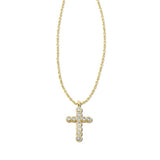 Cross Gold Pendant Necklace in White CZ