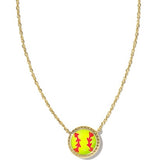 Softball Gold Short Pendant Necklace