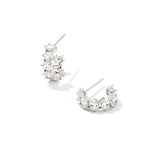 Cailin Silver Huggie Earrings in White CZ