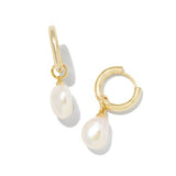 Willa Gold Pearl Huggie Earrings in Freshwater Culture Pearl