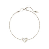 Ari Heart Silver Chain Bracelet in Ivory Mother-of-Pearl