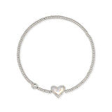 Ari Heart Silver Stretch Bracelet in Dichroic Glass