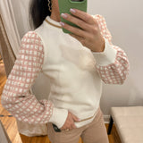 Tweed Sleeve Knit Sweater