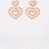 Sullivan Heart Embellished Earrings - Blush