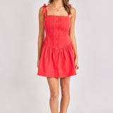 Canyon Radiance Pintuck Tie Mini Dress