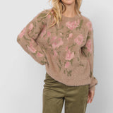 Camila Eyelash Yarn Jacquard Pullover Sweater