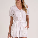 Isla Embroidered V-Neck Romper