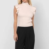 Tiffany Mock Neck Ruffle Tank Sweater