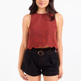 Tea Garden Scallop Hem Top