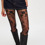 Flocked Floral Tight - Black Combo