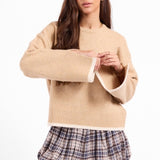 Angelina Cuff Slit Crew Neck Sweater