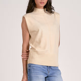Off White Cozy Chic Mock Neck Sweater Vest
