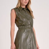 Pine Luxe Sleeveless Faux Leather Dress