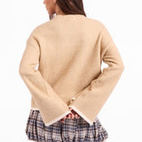 Angelina Cuff Slit Crew Neck Sweater