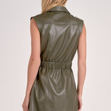 Pine Luxe Sleeveless Faux Leather Dress