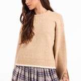 Angelina Cuff Slit Crew Neck Sweater