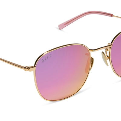 Axel Sunglasses - Pink Lens + Gold Frame